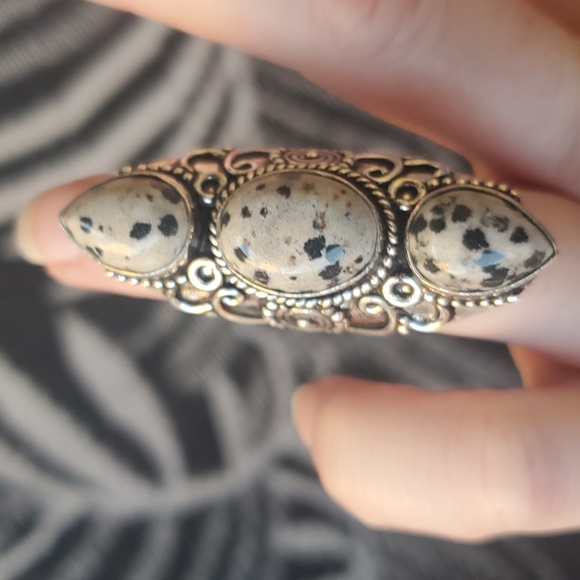 New Dalmatian Jasper Silver Statement Ring. - Picture 7 of 16